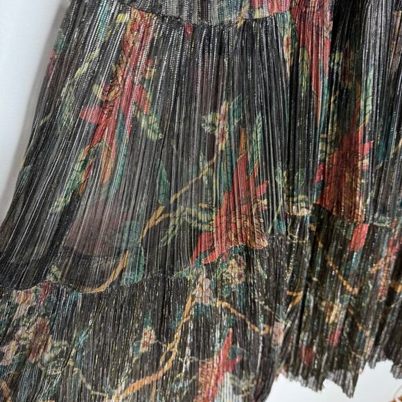 ba&sh Hendrix Floral Metallic Plissé Knit Long Sleeve Maxi Dress Size 0 XS Black - Picture 10 of 15